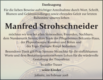 Traueranzeige von Manfred Strohschneider von Mitteldeutsche Zeitung Bitterfeld