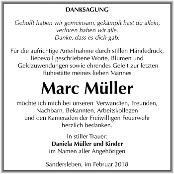 Traueranzeige von Marc Müller von Mitteldeutsche Zeitung