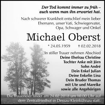 Traueranzeige von Michael Oberst von Mitteldeutsche Zeitung