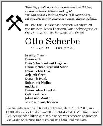 Traueranzeige von Otto Scherbe von Mitteldeutsche Zeitung