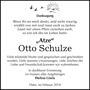 Traueranzeige von Otto Schulze von Mitteldeutsche Zeitung