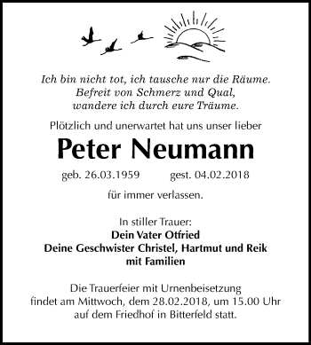 Traueranzeige von Peter Neumann von Mitteldeutsche Zeitung Bitterfeld