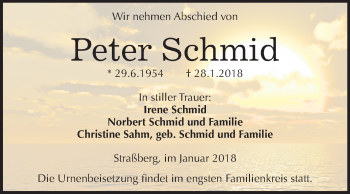 Traueranzeige von Peter Schmid von Mitteldeutsche Zeitung