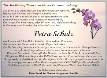 Traueranzeige von Petra Scholz von Mitteldeutsche Zeitung