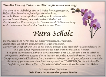 Traueranzeige von Petra Scholz von Super Sonntag Zeitz