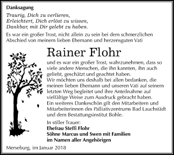Traueranzeige von Rainer Flohr von Mitteldeutsche Zeitung