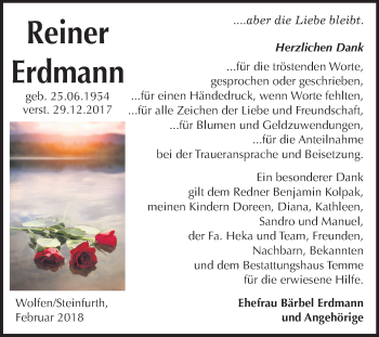 Traueranzeige von Reiner Erdmann von Mitteldeutsche Zeitung Bitterfeld