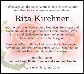 Traueranzeige von Rita Kirchner von Mitteldeutsche Zeitung
