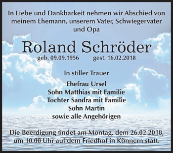 Traueranzeige von Roland Schröder von Mitteldeutsche Zeitung Bernburg