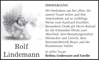 Traueranzeige von Rolf Lindemann von Super Sonntag Bernburg