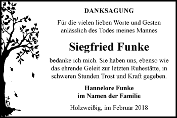 Traueranzeige von Siegfried Funke von Mitteldeutsche Zeitung Bitterfeld