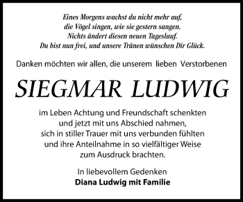 Traueranzeige von Siegmar Ludwig von Mitteldeutsche Zeitung Zeitz