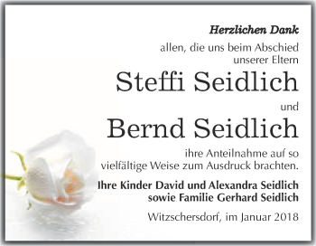 Traueranzeige von Steffi und Bernd Seidlich von Super Sonntag Merseburg