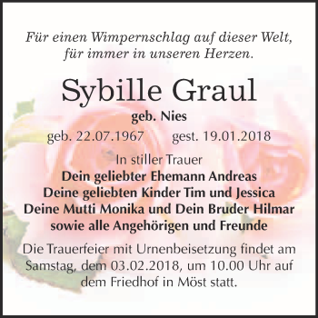 Traueranzeige von Sybille Graul von WVG - Wochenspiegel Bitterfeld