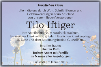 Traueranzeige von Tilo Iftiger von Mitteldeutsche Zeitung Merseburg/Querfurt