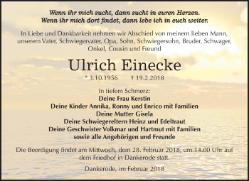 Traueranzeige von Ulrich Einecke von Mitteldeutsche Zeitung
