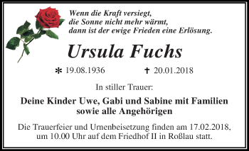 Traueranzeige von Ursula Fuchs von Mitteldeutsche Zeitung Dessau-Roßlau