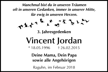 Traueranzeige von Vincent Jordan von Mitteldeutsche Zeitung Bitterfeld