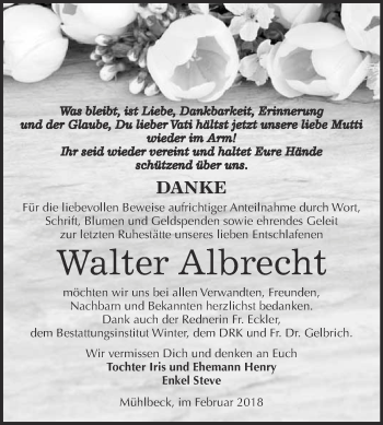 Traueranzeige von Walter Albrecht von WVG - Wochenspiegel Bitterfeld