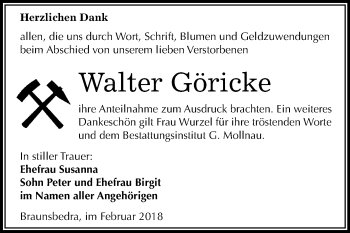 Traueranzeige von Walter Göricke von Mitteldeutsche Zeitung Merseburg/Querfurt