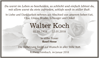 Traueranzeige von Walter Koch von Super Sonntag SGH Mansf. Land