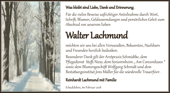 Traueranzeige von Walter Lachmund von Super Sonntag Aschersleben