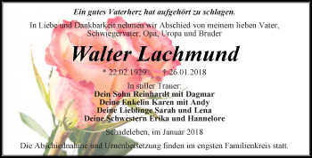 Traueranzeige von Walter Lachmund von Super Sonntag Aschersleben