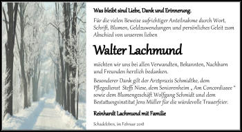 Traueranzeige von Walter Lachmund von Mitteldeutsche Zeitung Aschersleben