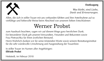 Traueranzeige von Werner Probst von Mitteldeutsche Zeitung