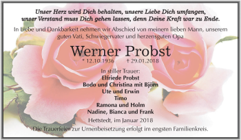 Traueranzeige von Werner Probst von Mitteldeutsche Zeitung