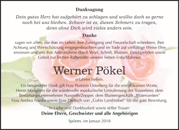 Traueranzeige von Werner Pökel von WVG - Wochenspiegel Bitterfeld