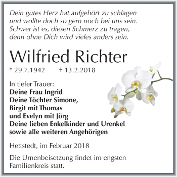 Traueranzeige von Wilfried Richter von Mitteldeutsche Zeitung