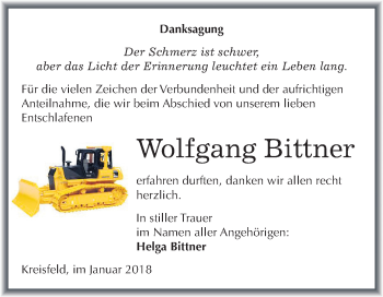 Traueranzeige von Wolfgang Bittner von Mitteldeutsche Zeitung