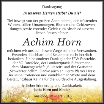 Traueranzeige von Achim Horn von Mitteldeutsche Zeitung