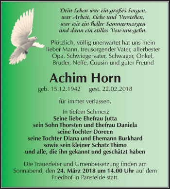 Traueranzeige von Achim Horn von Mitteldeutsche Zeitung