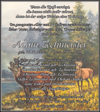 Traueranzeige von Adam Zechmeister von Mitteldeutsche Zeitung