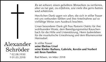 Traueranzeige von Alexander Schröder von Mitteldeutsche Zeitung