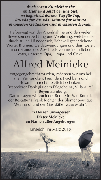 Traueranzeige von Alfred Meinicke von Mitteldeutsche Zeitung