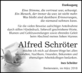 Traueranzeige von Alfred Schröter von Mitteldeutsche Zeitung