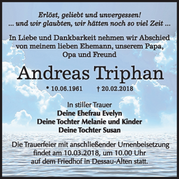 Traueranzeige von Andreas Triphan von Mitteldeutsche Zeitung Dessau-Roßlau