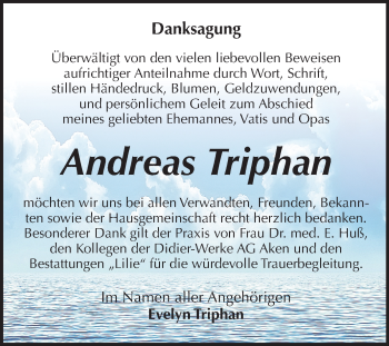 Traueranzeige von Andreas Triphan von Mitteldeutsche Zeitung