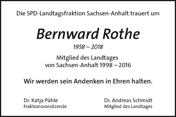 Traueranzeige von Bernward Rothe von Mitteldeutsche Zeitung Halle/Saalkreis