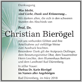Traueranzeige von Christian Bierögel von Mitteldeutsche Zeitung Merseburg/Querfurt