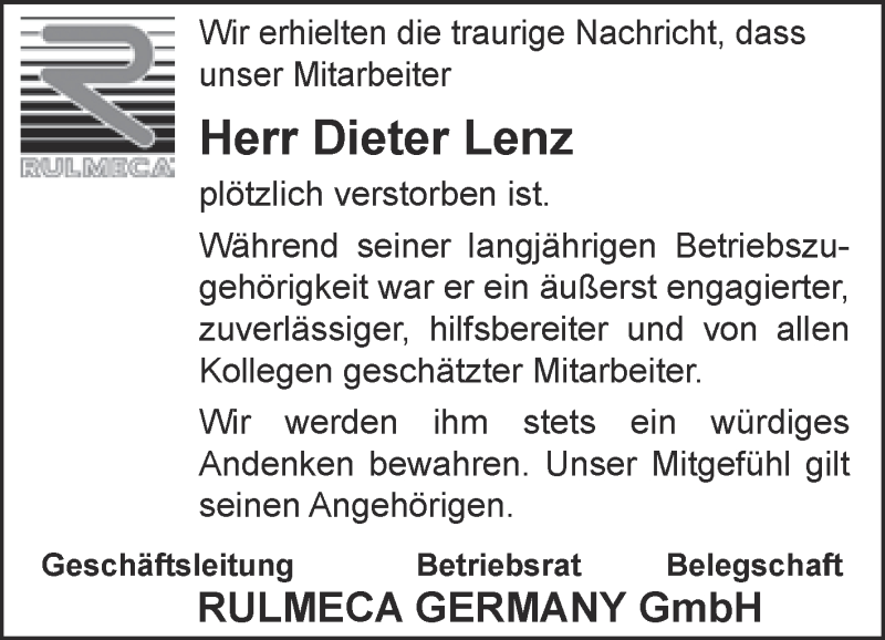  Traueranzeige für Dieter Lenz vom 03.03.2018 aus Super Sonntag Aschersleben