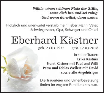 Traueranzeige von Eberhard Kästner von Mitteldeutsche Zeitung