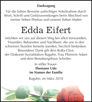 Traueranzeige von Edda Eifert von Mitteldeutsche Zeitung Bitterfeld