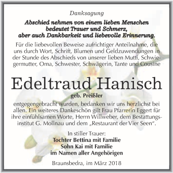 Traueranzeige von Edeltraud Hanisch von WVG - Wochenspiegel Merseburg