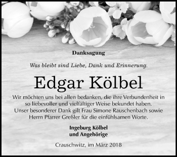 Traueranzeige von Edgar Kölbel von Mitteldeutsche Zeitung
