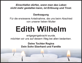 Traueranzeige von Edith Wilhelm von Mitteldeutsche Zeitung
