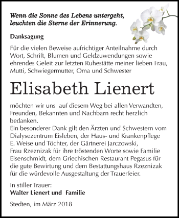 Traueranzeige von Elisabeth Lienert von Mitteldeutsche Zeitung